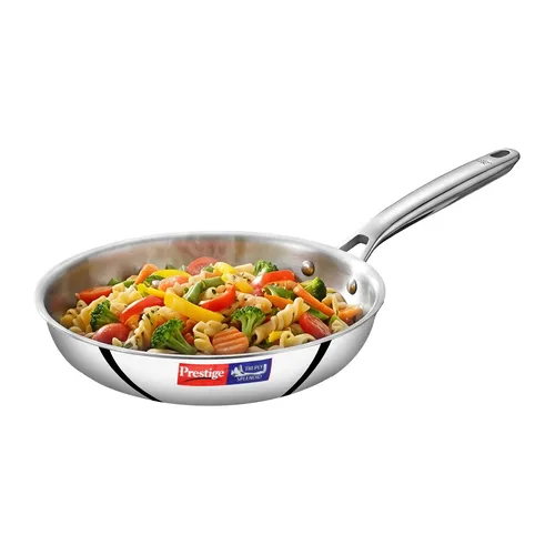 Prestige 24cm/1.7L Tri-Ply Stainless Steel Splendid Fry Pan| Gas and Induction Compatible |Even Heat Distribution| Thick Gauge Tri-Ply Body